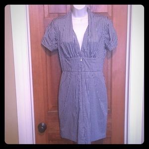 BCBG Max Azria Blue/grey plaid day dress size 6
